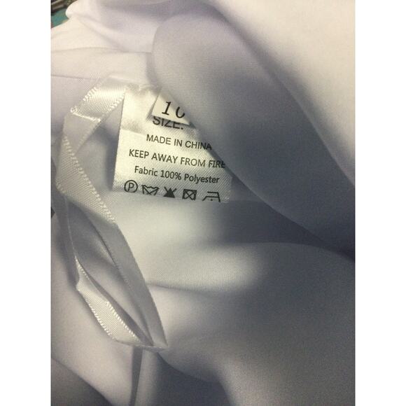 GIRL'S PARTY DRESS SZ 10 Y white lace embellished short sleeve flower maxi 0B9 - Picture 7 of 8